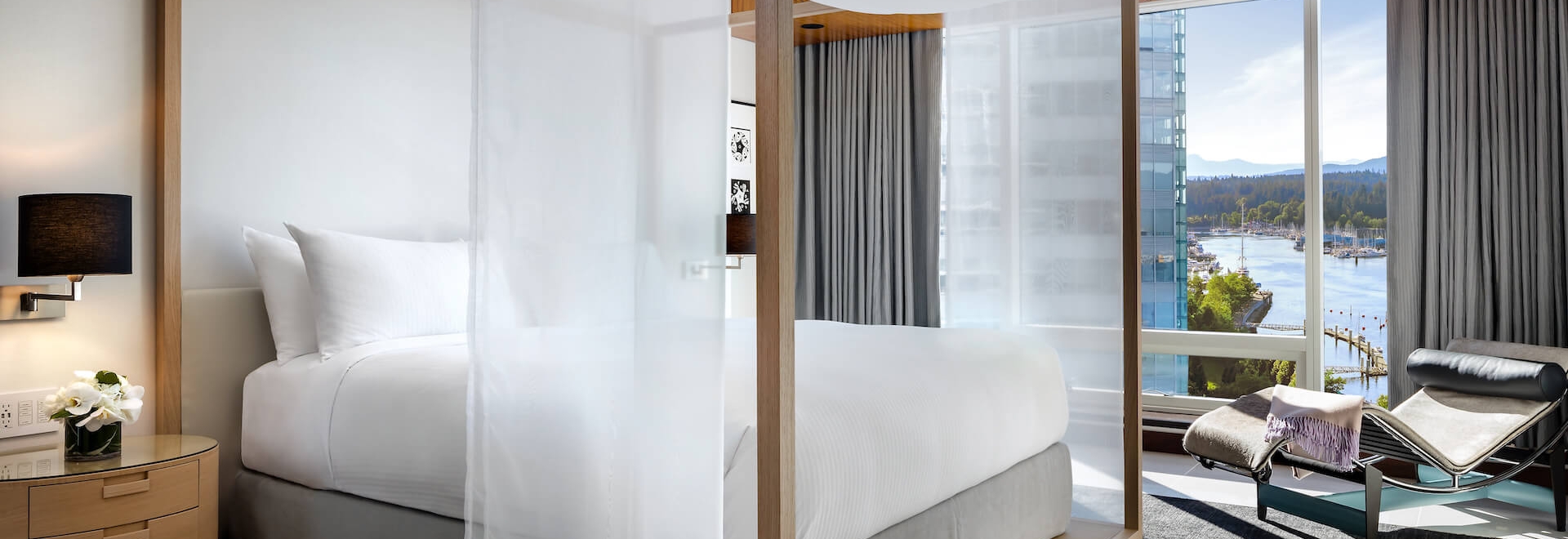 four post bed with sheer curtains