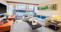 A shot of Stanley Park Suite living room from a luxury hotel in Vancouver