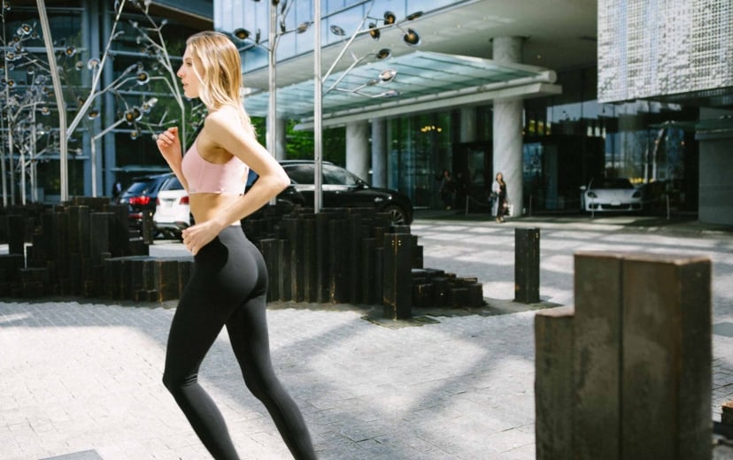 A woman in workout gear