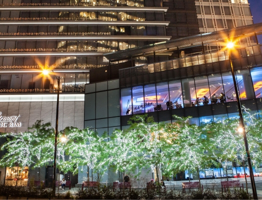 Fairmont Pacific Rim exterior at night