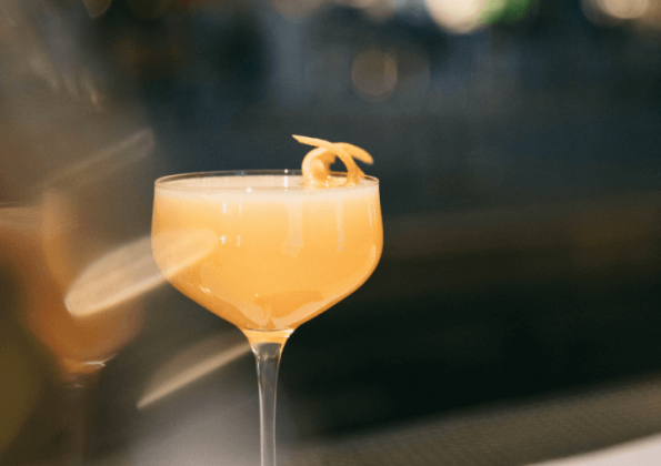 Close-up of a cocktail placed on the bar counter