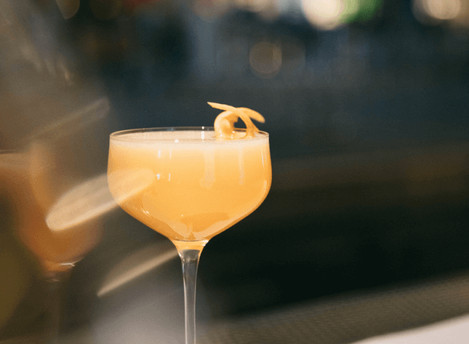 Close-up of a cocktail placed on the bar counter