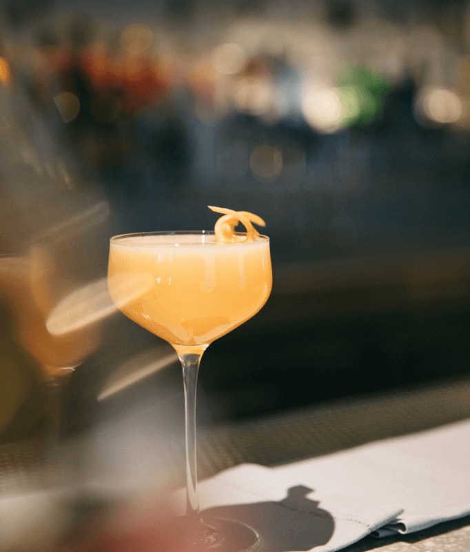 Close-up of a cocktail placed on the bar counter