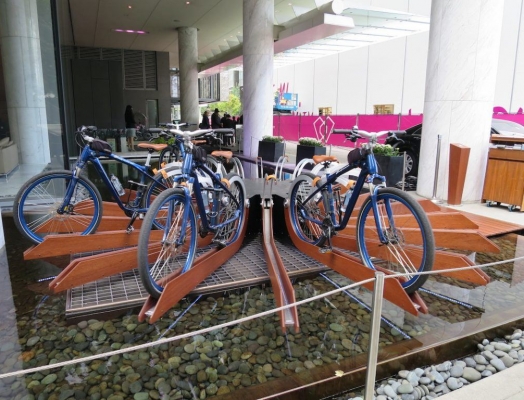 Bicycles on a revolving carousel