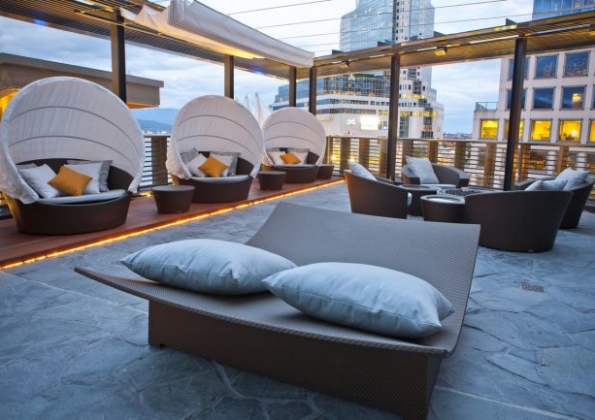 rooftop patio at Fairmont Pacific Rim