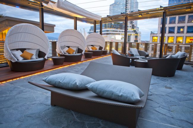 rooftop patio at Fairmont Pacific Rim