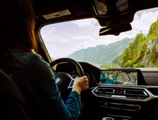 a woman driving a car
