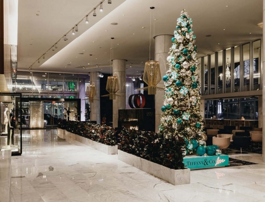 christmas trees in a mall