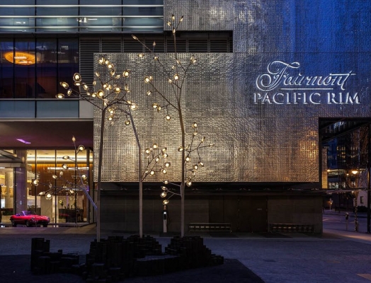 hotel exterior at night