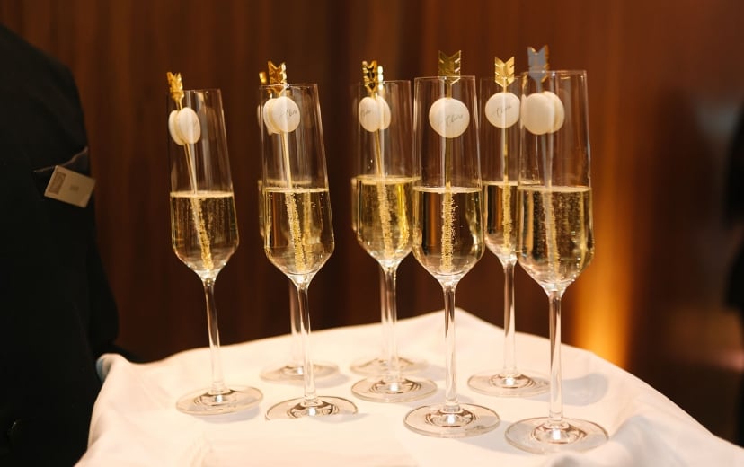 Glasses of bubbles for a wedding in Vancouver