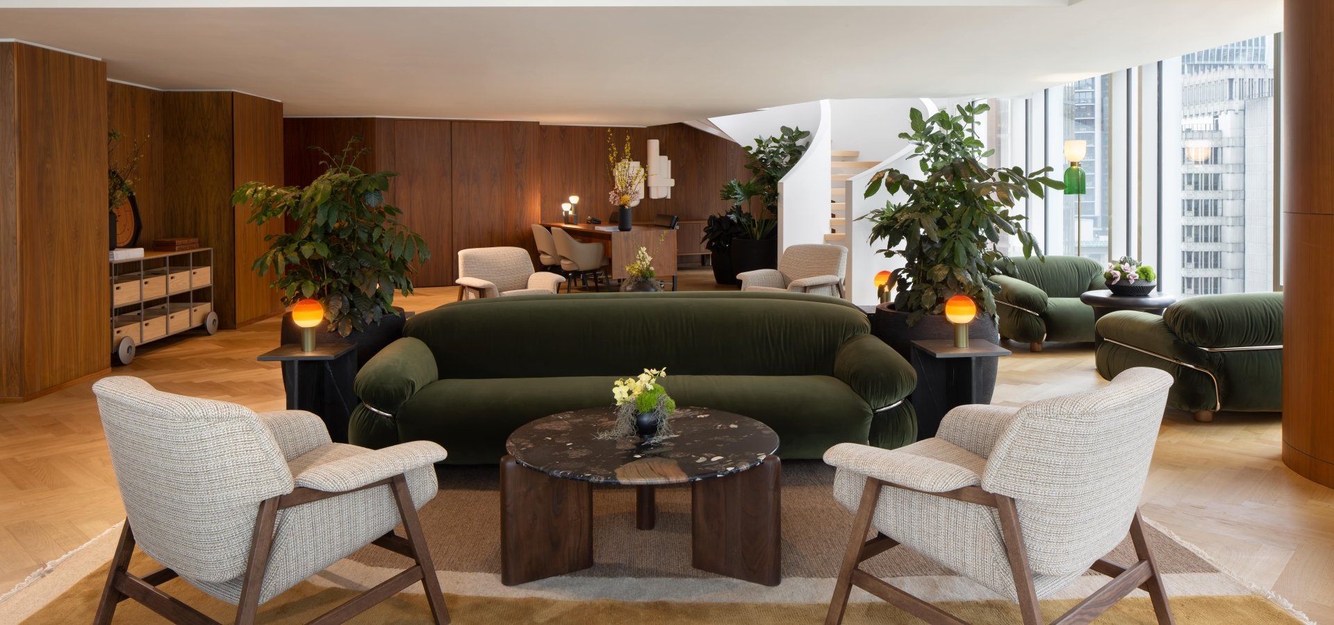 Living room area for the new Fairmont Gold Lounge at Fairmont Pacific Rim