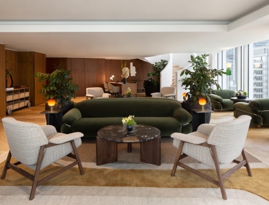 Living room area for the new Fairmont Gold Lounge at Fairmont Pacific Rim