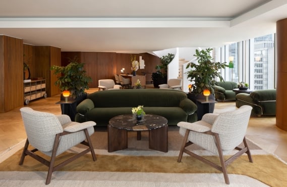 Living room area for the new Fairmont Gold Lounge at Fairmont Pacific Rim