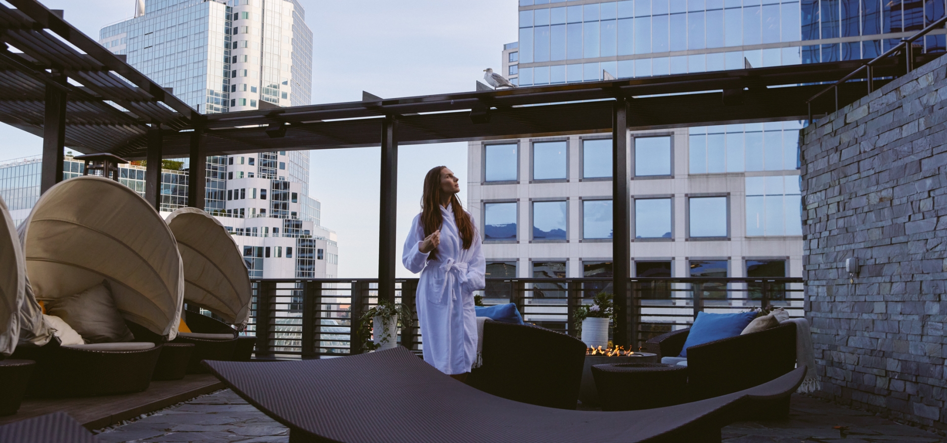 Woman at the Fairmont Spa Terrace in Vancouver