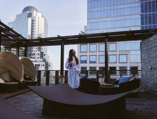 Woman at the Fairmont Spa Terrace in Vancouver
