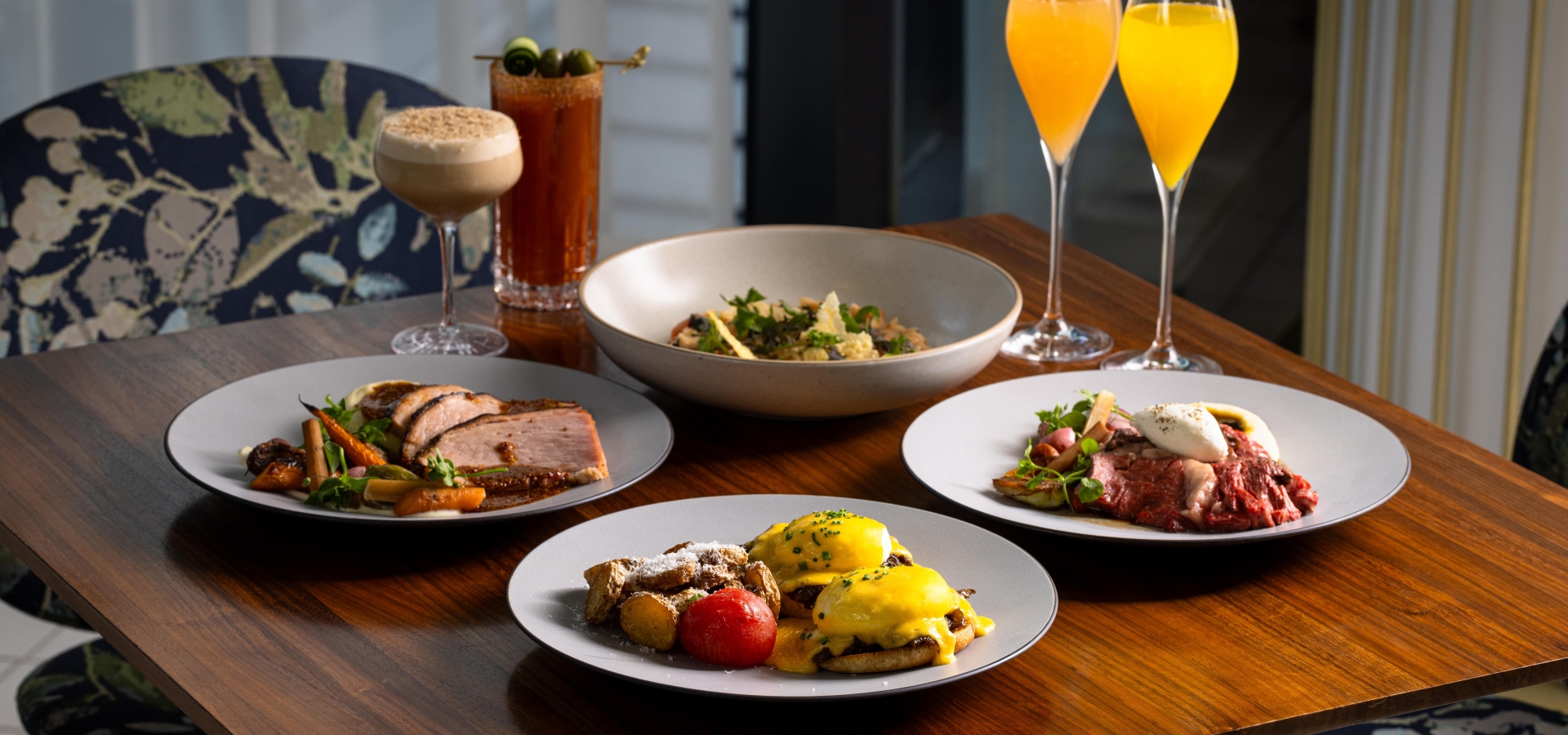 A table of Thanksgiving brunch in downtown Vancouver