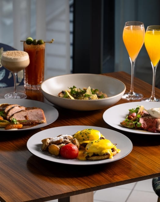 A table of Thanksgiving brunch in downtown Vancouver