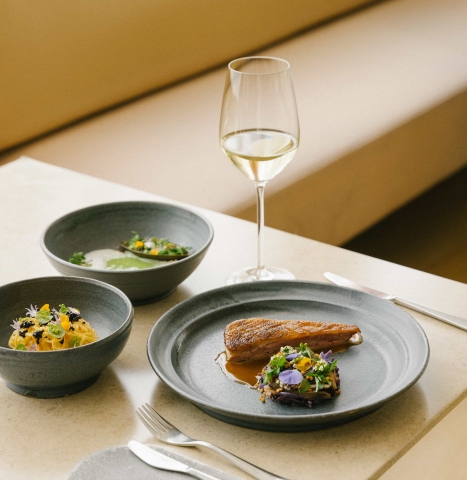 3 course salmon dinner with wine