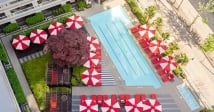 Hero shot of Fairmont Pacific Rim's rooftop pool and cabana
