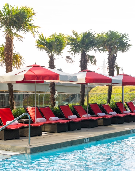 a view of the poolside cabana at a vancouver luxury hotel