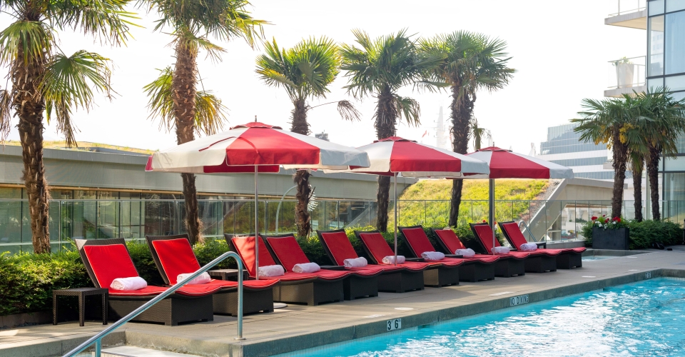 a view of the poolside cabana at a vancouver luxury hotel