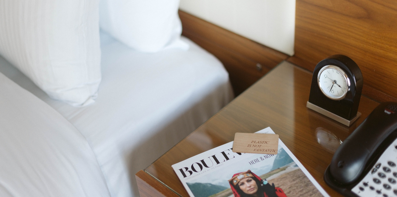 Sustainable hotel key card at a Vancouver hotel