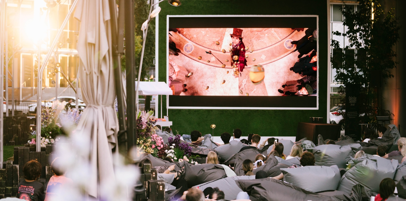 Outdoor cinema in the park in downtown Vancouver