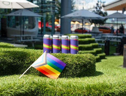Superflux beer at the Pac Rim Patio for pride in Vancouver