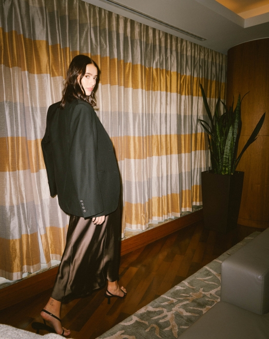 Woman at a luxury hotel suite in Vancouver