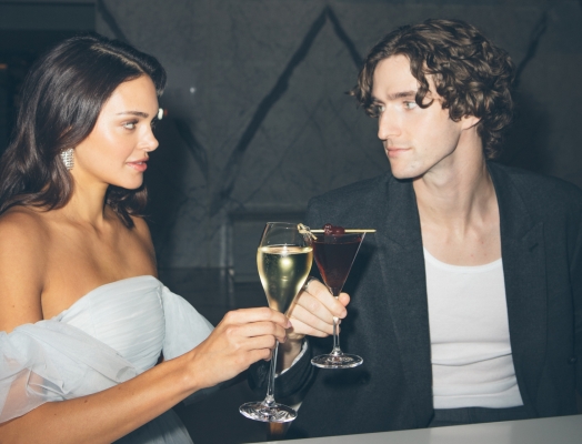 A couple at The Lobby Lounge Pac Rim for Valentine's Day