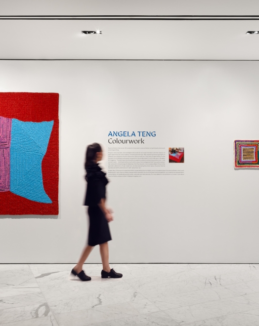 A girl looking at an art exhibition at Fairmont Pacific Rim