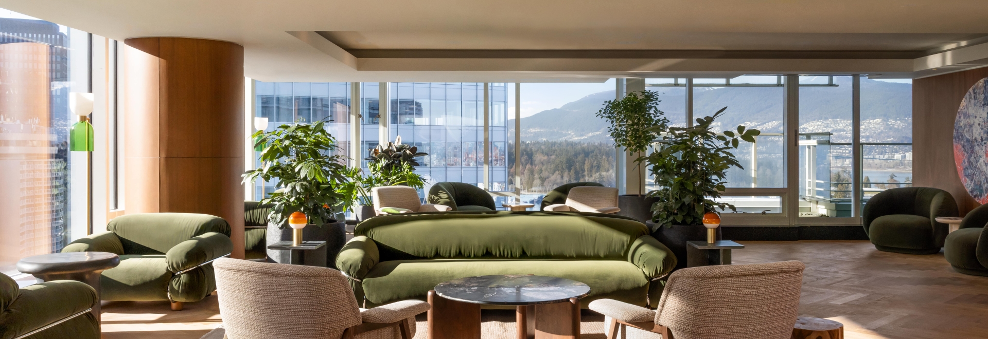 Living room area for the new Fairmont Gold Lounge at Fairmont Pacific Rim