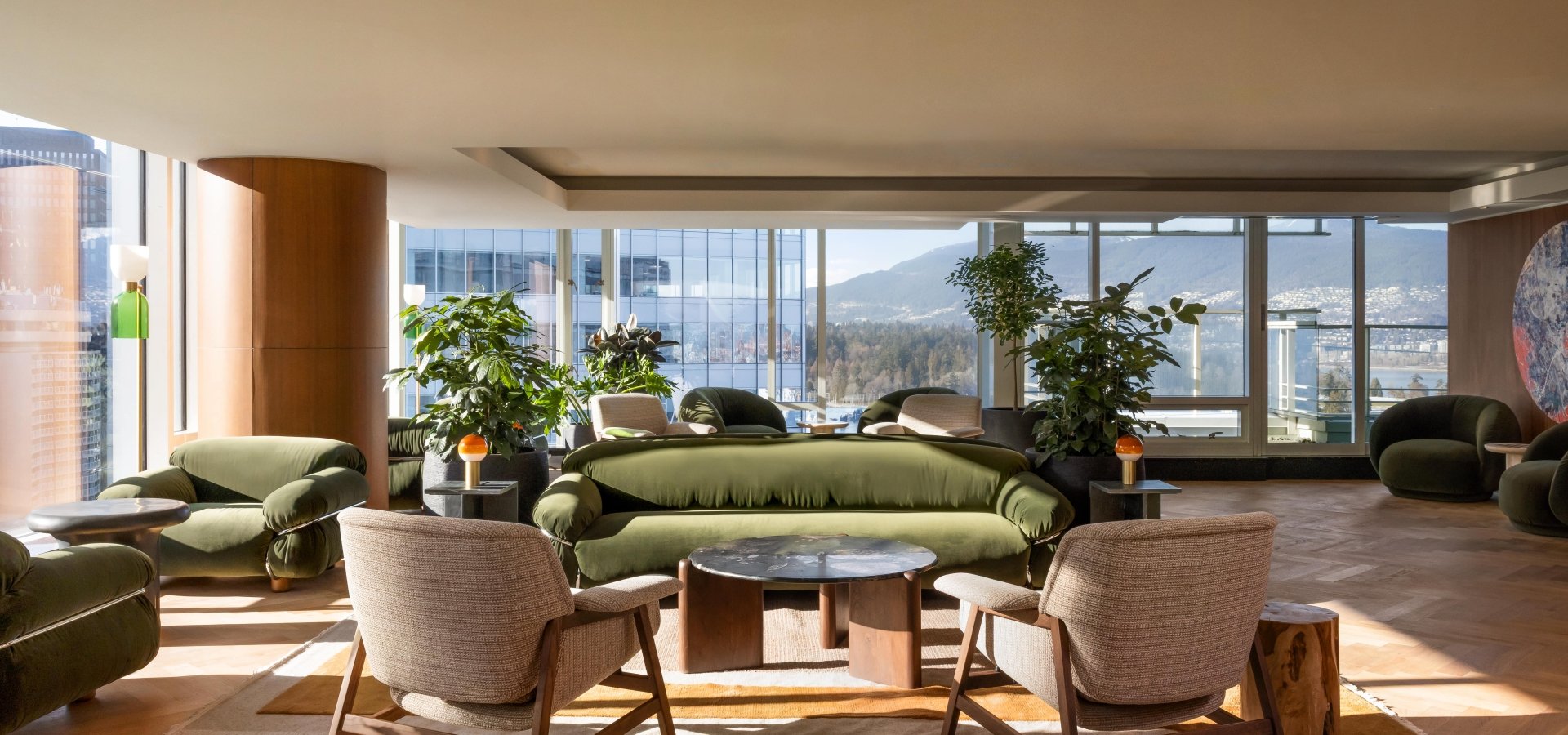 Living room area for the new Fairmont Gold Lounge at Fairmont Pacific Rim