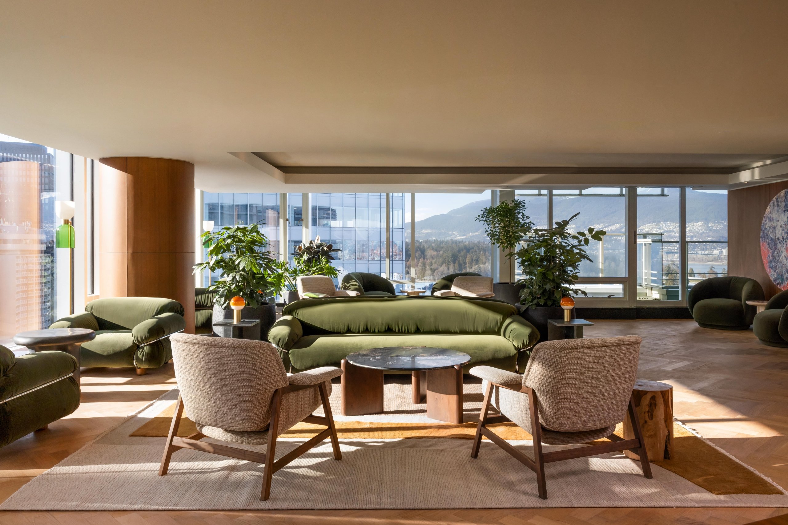 Living room area for the new Fairmont Gold Lounge at Fairmont Pacific Rim