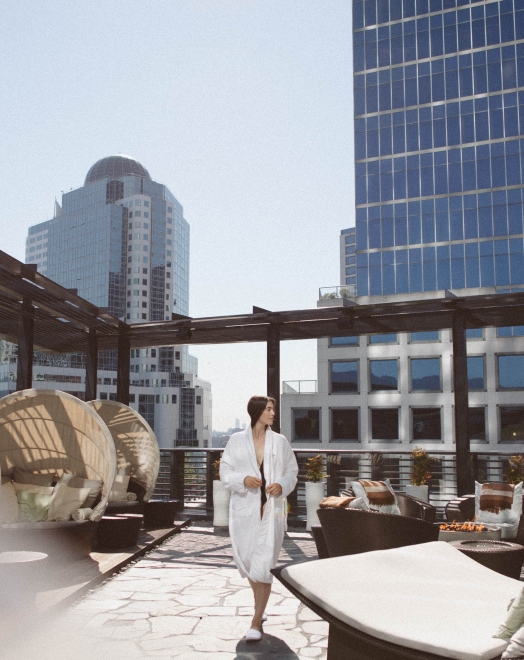 Woman at Fairmont Spa in downtown vancouver
