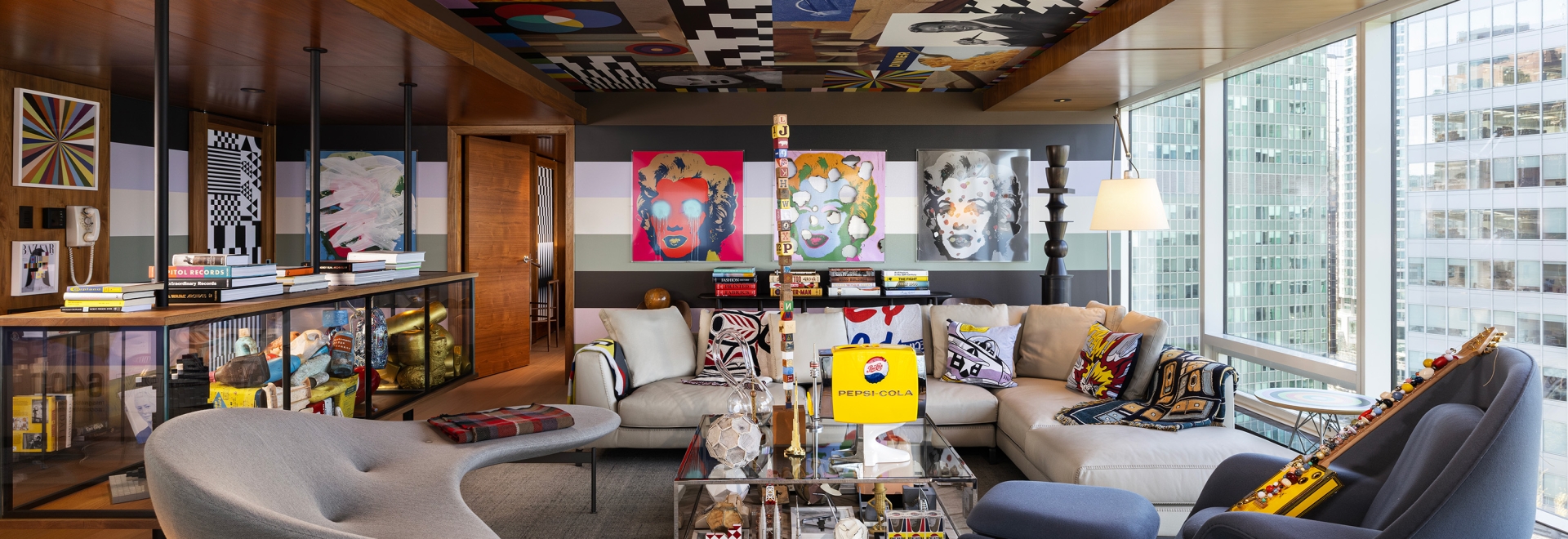 Living room at Suite X by Douglas Copeland at Fairmont Pacific Rim