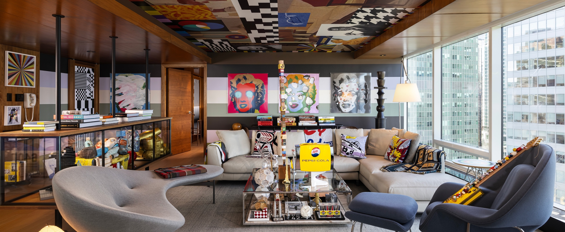 Living room at Suite X by Douglas Copeland at Fairmont Pacific Rim