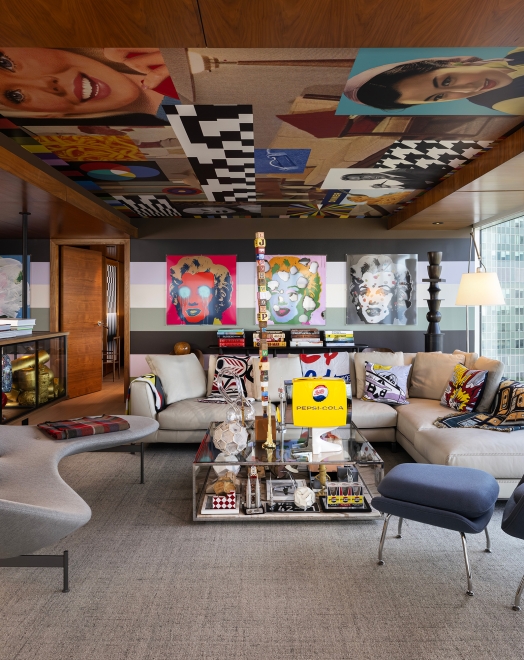 Living room at Suite X by Douglas Copeland at Fairmont Pacific Rim