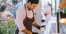 Chef serving food